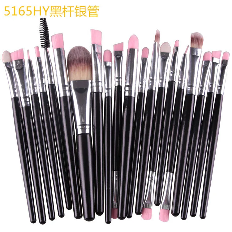 Cosmetic brush kit with nylon bristles and plastic handle, 14cm total length