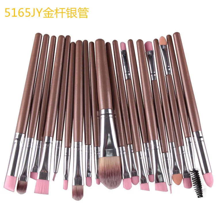 Cosmetic brush kit with nylon bristles and plastic handle, 14cm total length