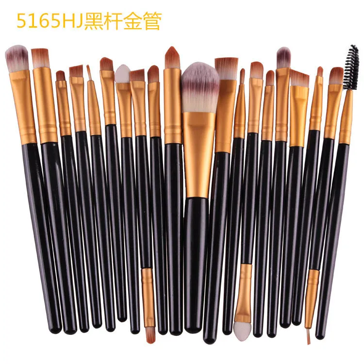 Cosmetic brush kit with nylon bristles and plastic handle, 14cm total length