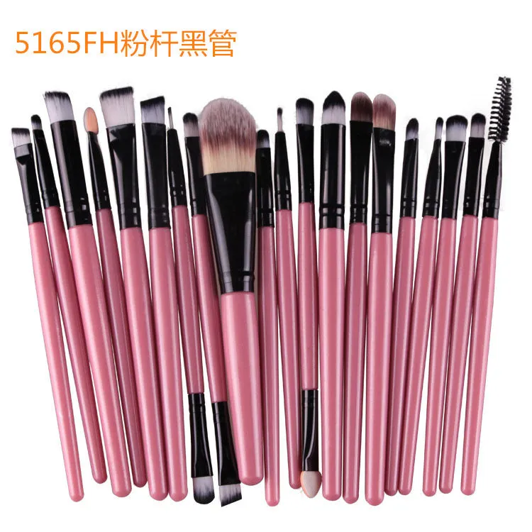 Cosmetic brush kit with nylon bristles and plastic handle, 14cm total length