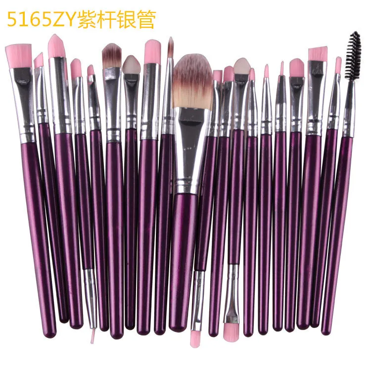 Cosmetic brush kit with nylon bristles and plastic handle, 14cm total length