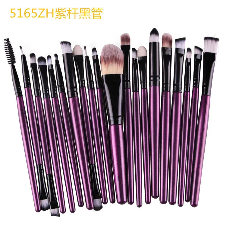 Cosmetic brush kit with nylon bristles and plastic handle, 14cm total length
