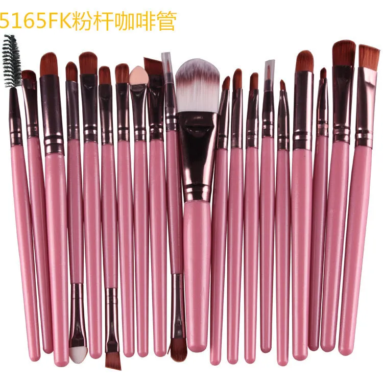 Cosmetic brush kit with nylon bristles and plastic handle, 14cm total length