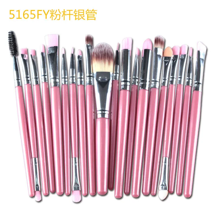 Cosmetic brush kit with nylon bristles and plastic handle, 14cm total length