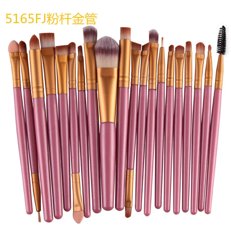 Cosmetic brush kit with nylon bristles and plastic handle, 14cm total length