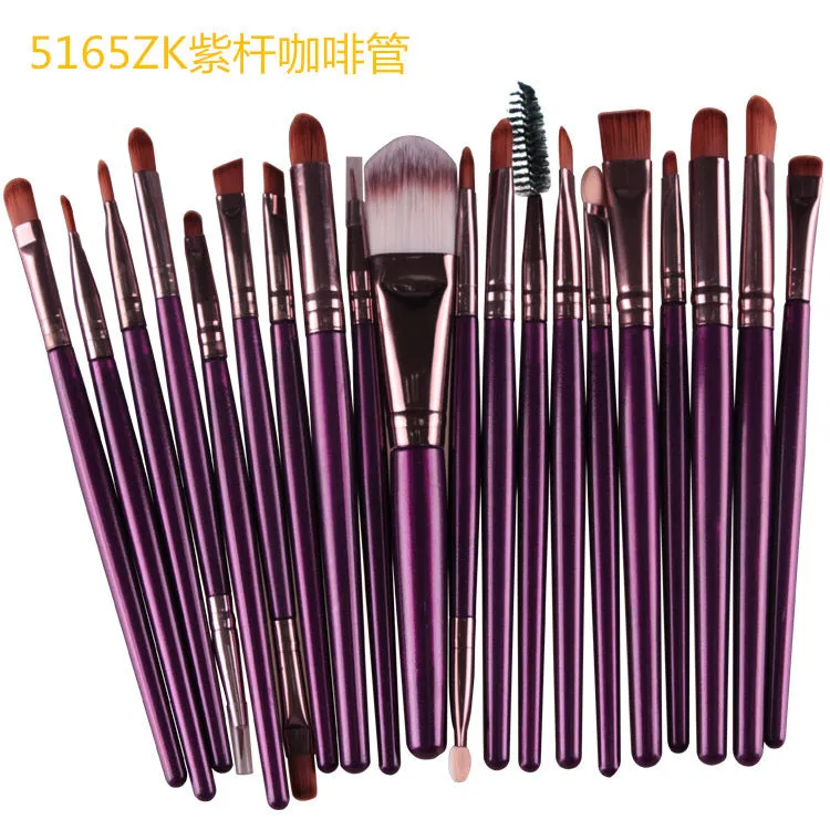 Cosmetic brush kit with nylon bristles and plastic handle, 14cm total length