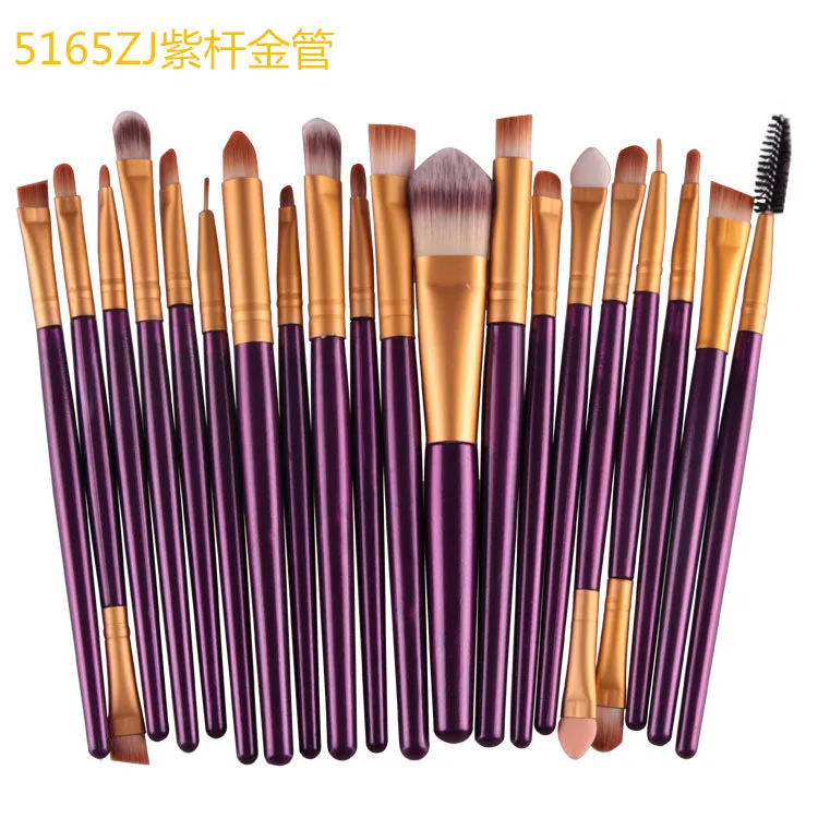 Cosmetic brush kit with nylon bristles and plastic handle, 14cm total length