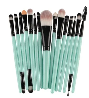 Cosmetic brush kit with nylon bristles and plastic handle, 14cm total length