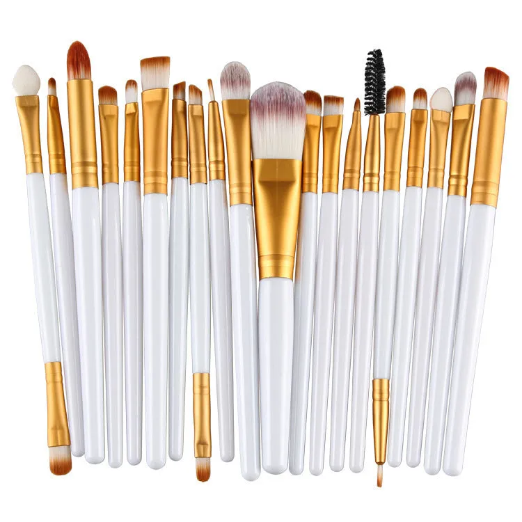 Cosmetic brush kit with nylon bristles and plastic handle, 14cm total length