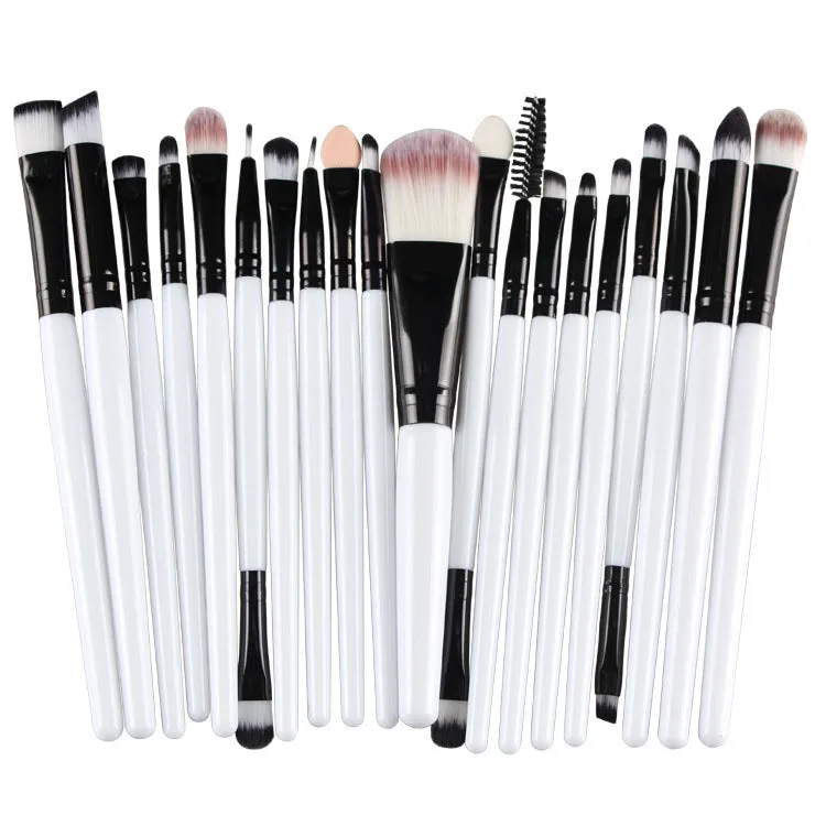 Cosmetic brush kit with nylon bristles and plastic handle, 14cm total length