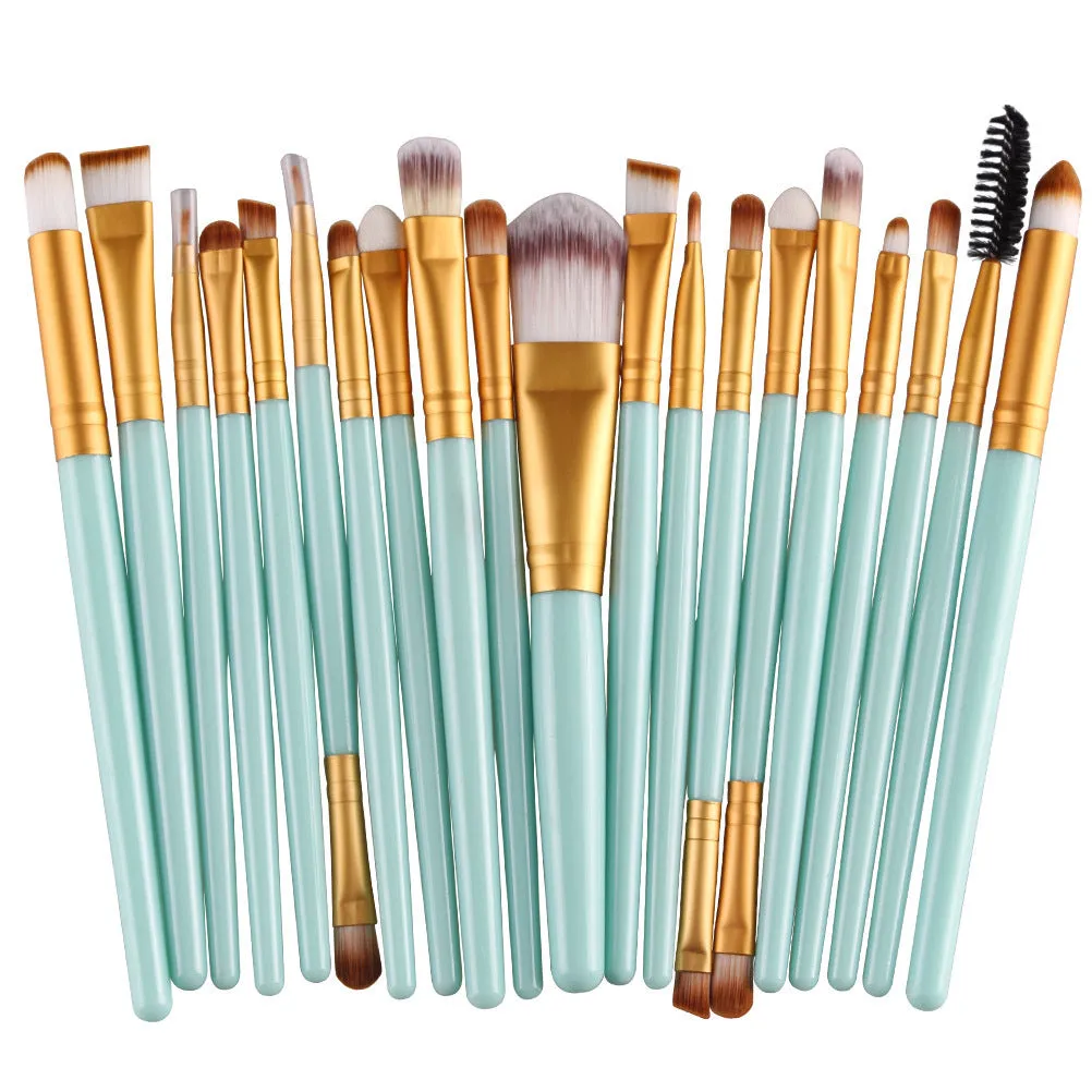 Cosmetic brush kit with nylon bristles and plastic handle, 14cm total length