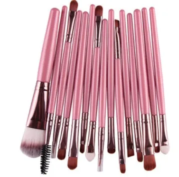 Cosmetic brush kit with nylon bristles and plastic handle, 14cm total length