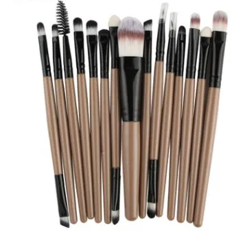 Cosmetic brush kit with nylon bristles and plastic handle, 14cm total length