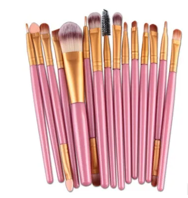 Cosmetic brush kit with nylon bristles and plastic handle, 14cm total length