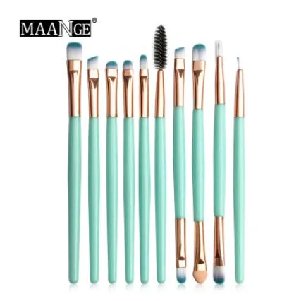 Cosmetic brush kit with nylon bristles and plastic handle, 14cm total length