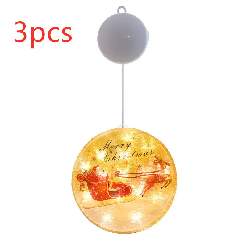 Set of three LED Christmas hanging lights in warm white with plastic shell