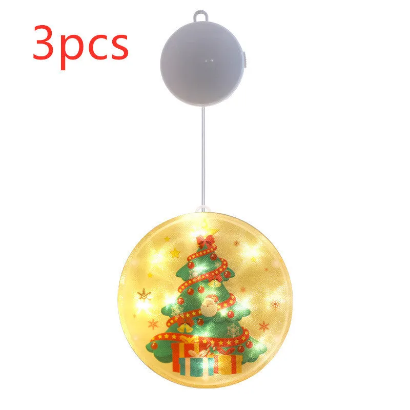 Set of three LED Christmas hanging lights in warm white with plastic shell