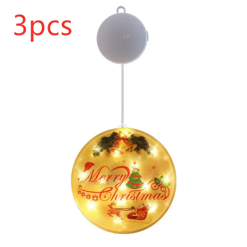 Set of three LED Christmas hanging lights in warm white with plastic shell