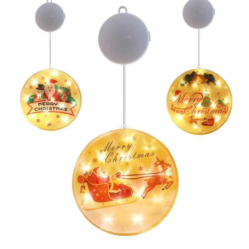 Set of three LED Christmas hanging lights in warm white with plastic shell