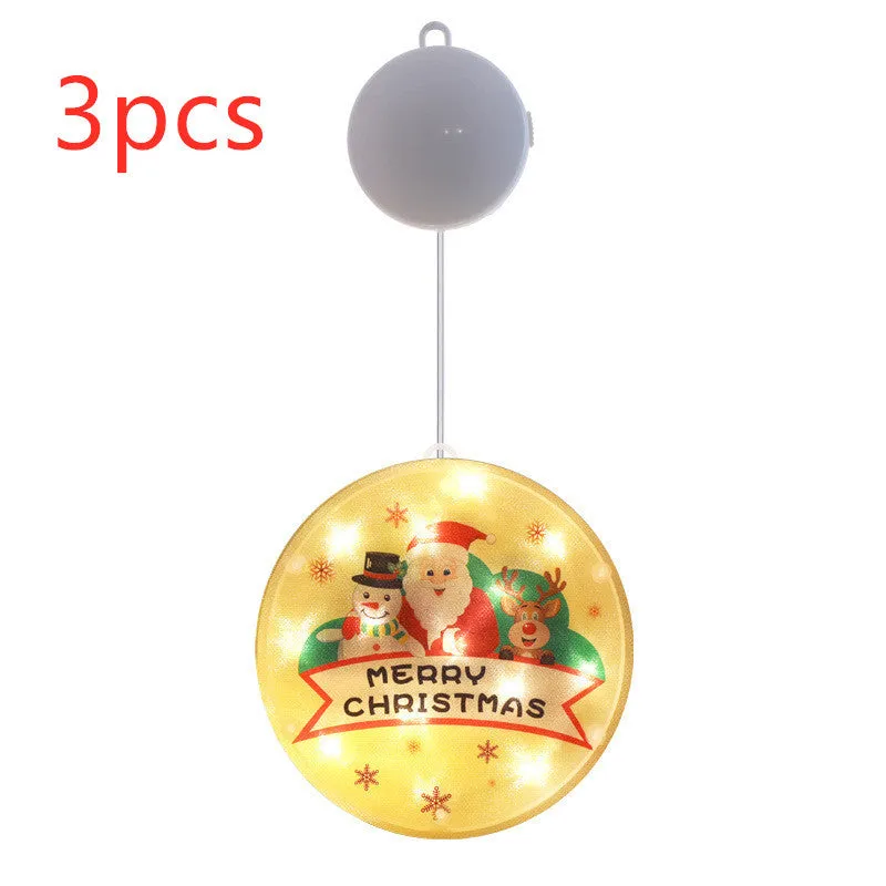 Set of three LED Christmas hanging lights in warm white with plastic shell