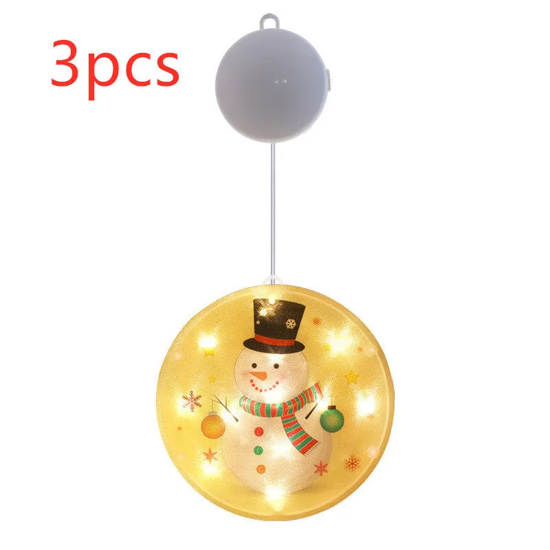 Set of three LED Christmas hanging lights in warm white with plastic shell