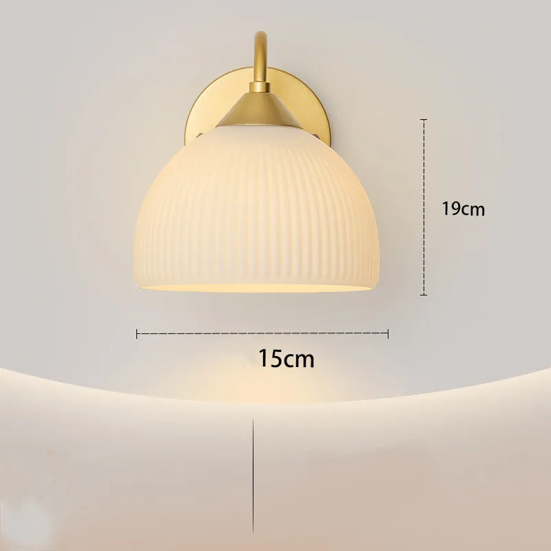 Gold and white glass lampshade on iron frame with spray paint frosted finish for corridors and living rooms