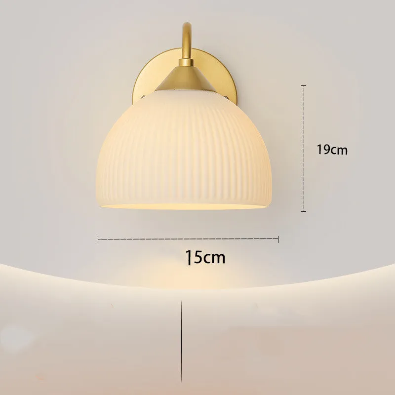 Gold and white glass lampshade on iron frame with spray paint frosted finish for corridors and living rooms