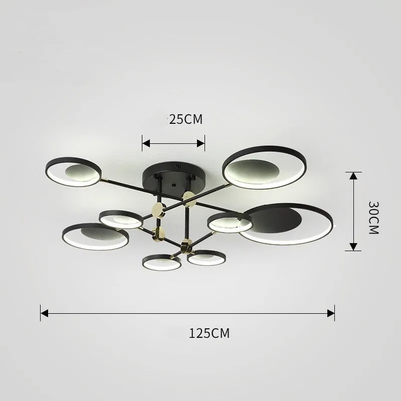 Modern molecular LED ceiling light with glass chandelier 720mm tricolor for living room