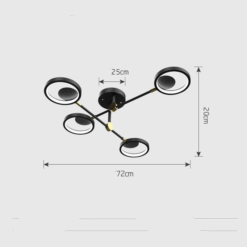 Modern molecular LED ceiling light with glass chandelier 720mm tricolor for living room