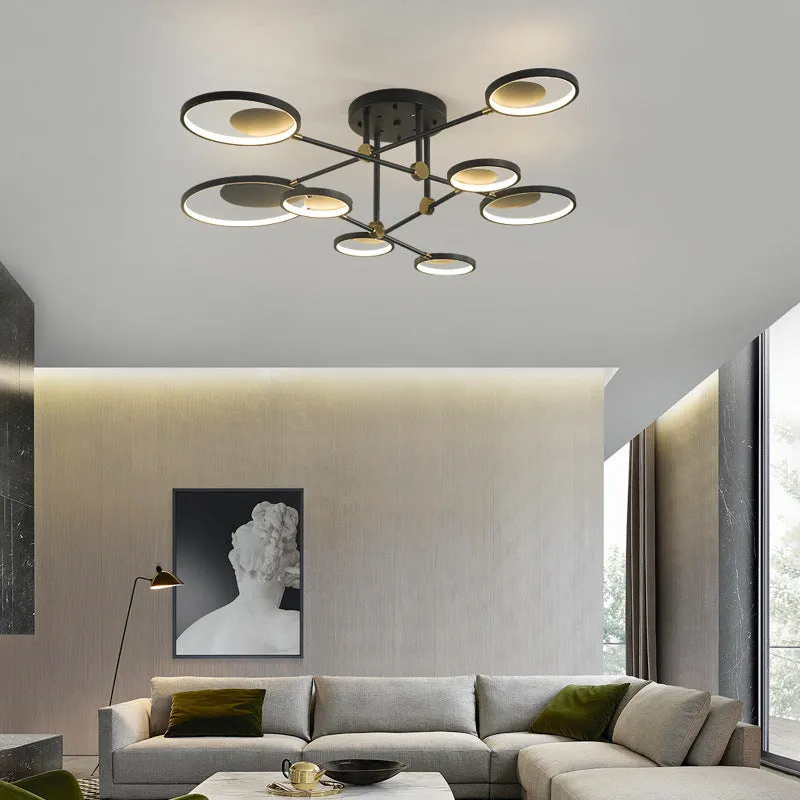 Modern molecular LED ceiling light with glass chandelier 720mm tricolor for living room