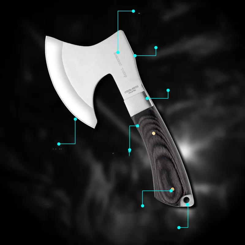 Outdoor Tactics stainless steel axe on ground, 57cm length, 49HRC hardness for wood chopping