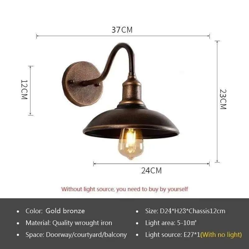 Retro style villa courtyard wall lamp in silver or copper finish with bevel or right angle styling
