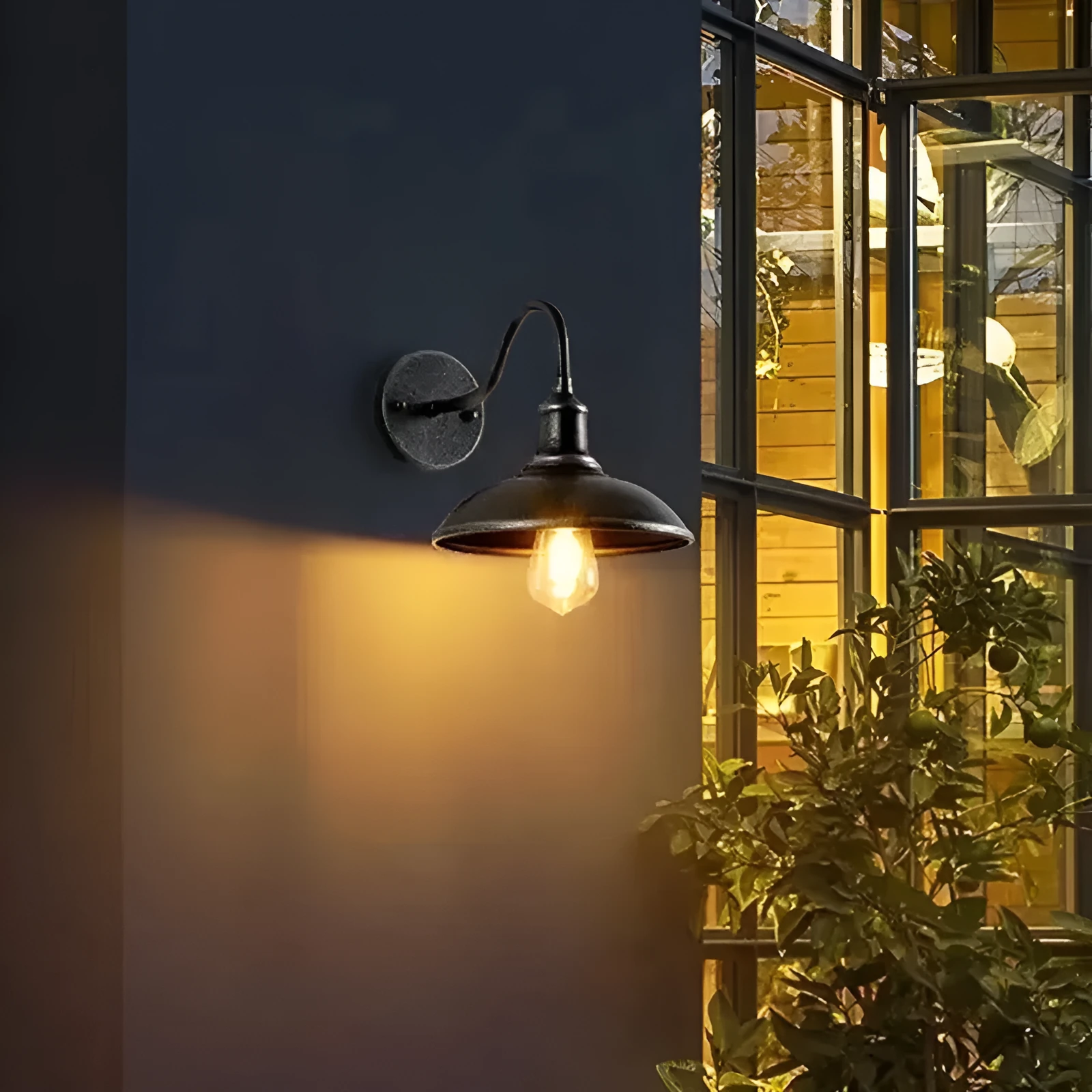 Retro style villa courtyard wall lamp in silver or copper finish with bevel or right angle styling