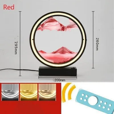 Creative quicksand table lamp with hardware body silicone lampshade and coloured sand in bedroom setting