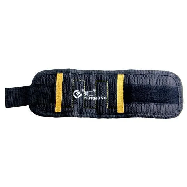 Powerful magnetic wristband in black with super strong magnets and adjustable 1680D Oxford cloth strap