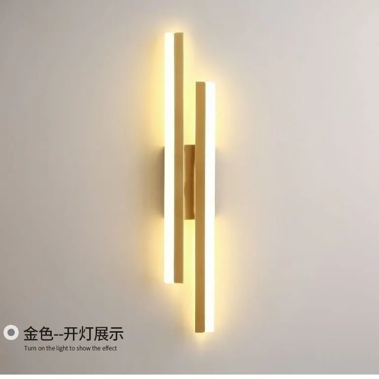 Scandinavian minimalist LED wall light with acrylic lampshade in black or gold finish