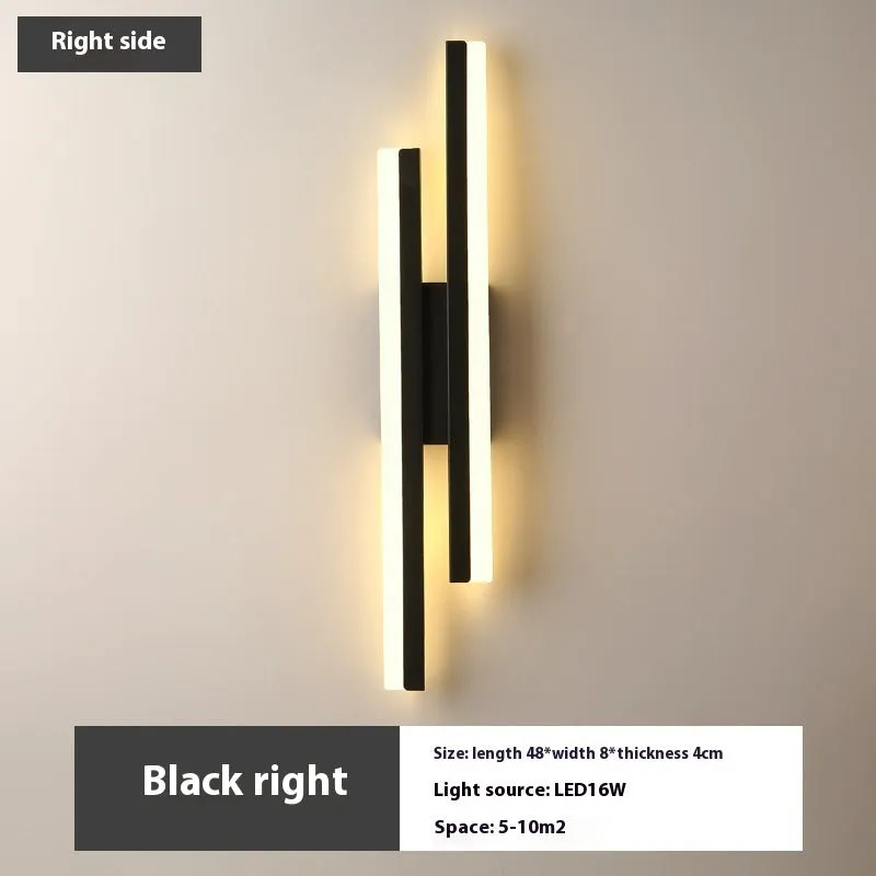 Scandinavian minimalist LED wall light with acrylic lampshade in black or gold finish
