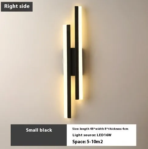 Scandinavian minimalist LED wall light with acrylic lampshade in black or gold finish
