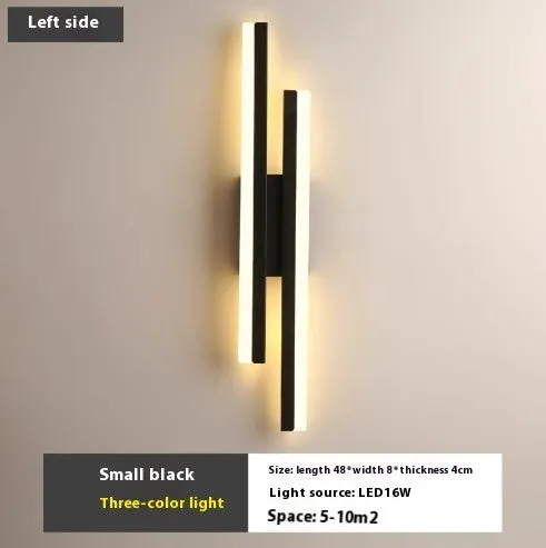 Scandinavian minimalist LED wall light with acrylic lampshade in black or gold finish