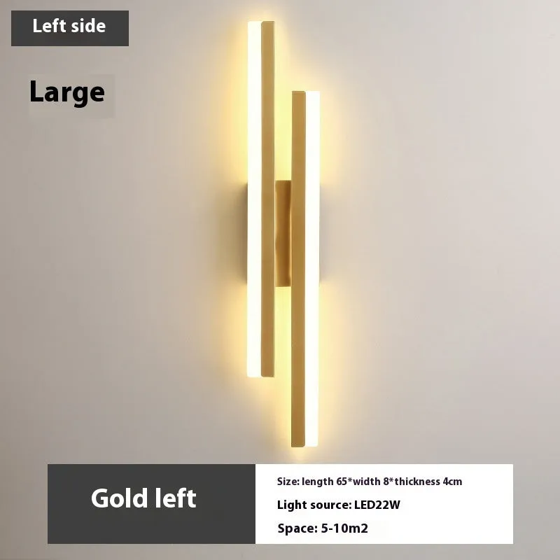 Scandinavian minimalist LED wall light with acrylic lampshade in black or gold finish