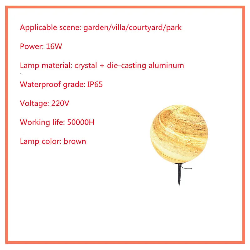 Solar lawn lamp with crystal and die cast aluminium housing, IP65 waterproof, 12W high-light LED, coffee colour, 30cm height, in a garden setting