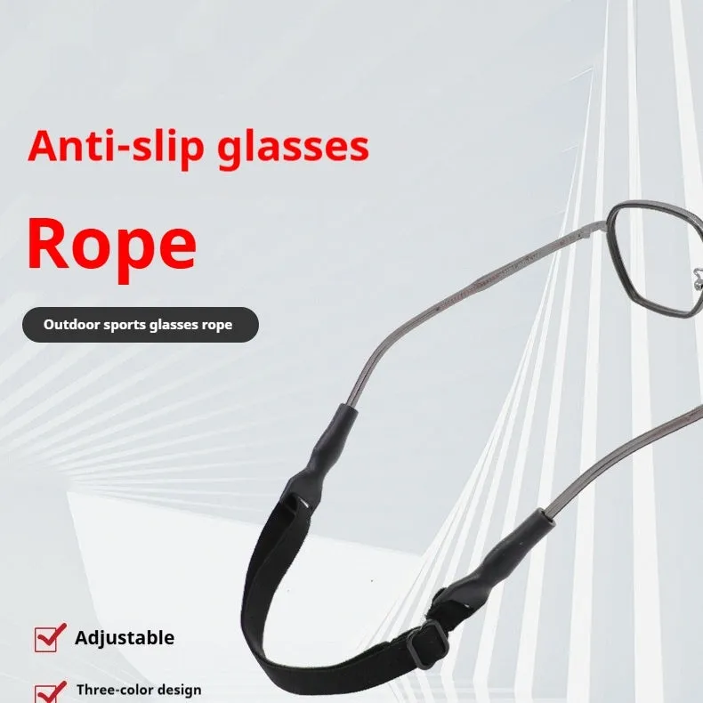 Black adjustable glasses cord with silicone earpiece hooks for spectacle retention