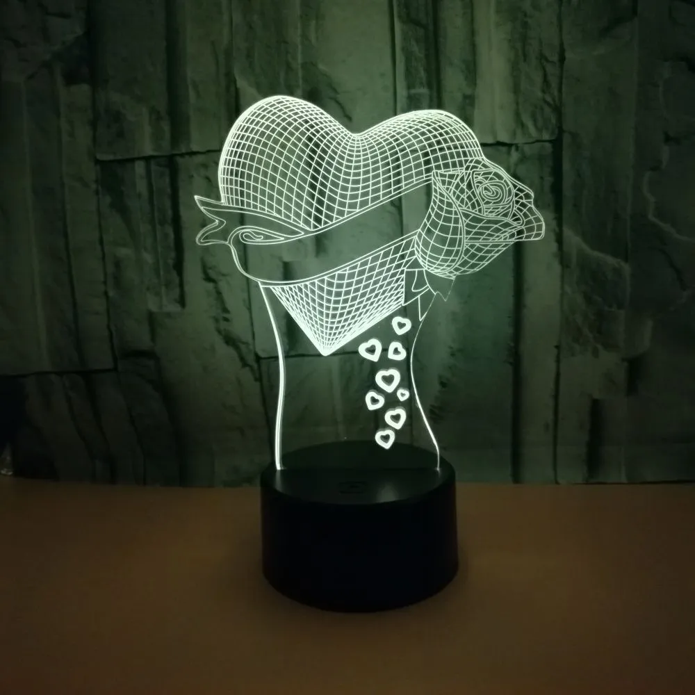 Black 3D night light with acrylic board and ABS base showing colourful gradient mode