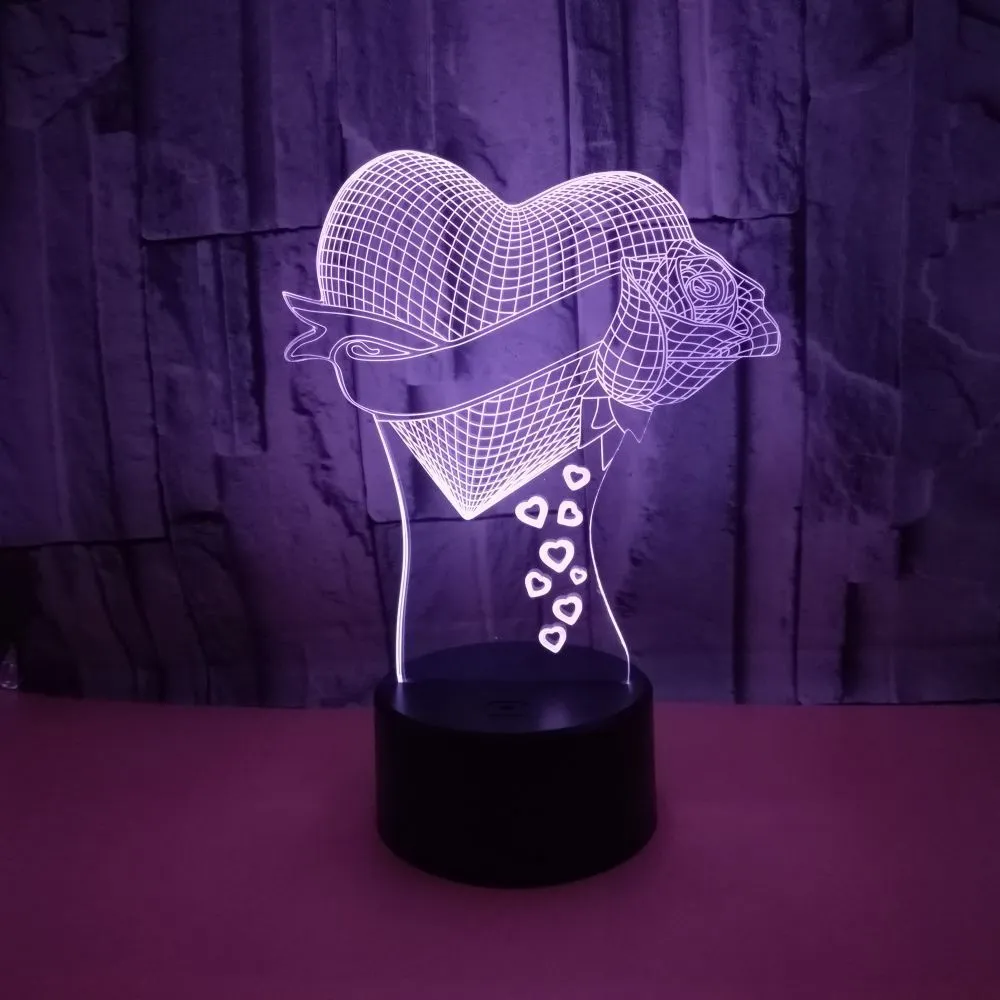Black 3D night light with acrylic board and ABS base showing colourful gradient mode