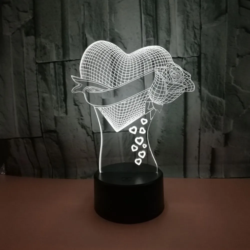 Black 3D night light with acrylic board and ABS base showing colourful gradient mode