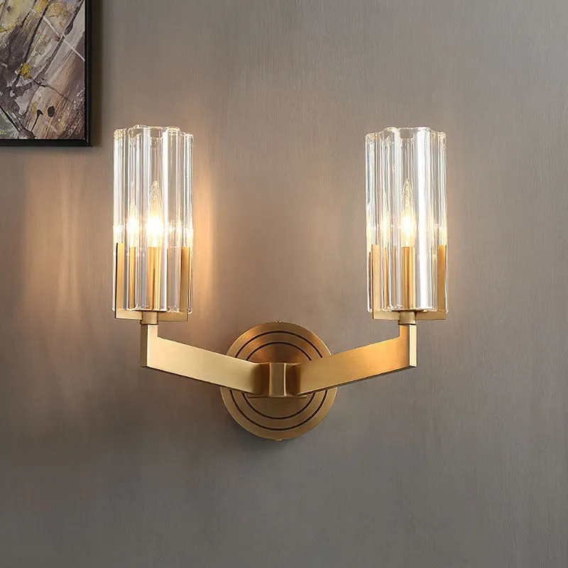 Modern copper wall lamp with single head and double head configuration options
