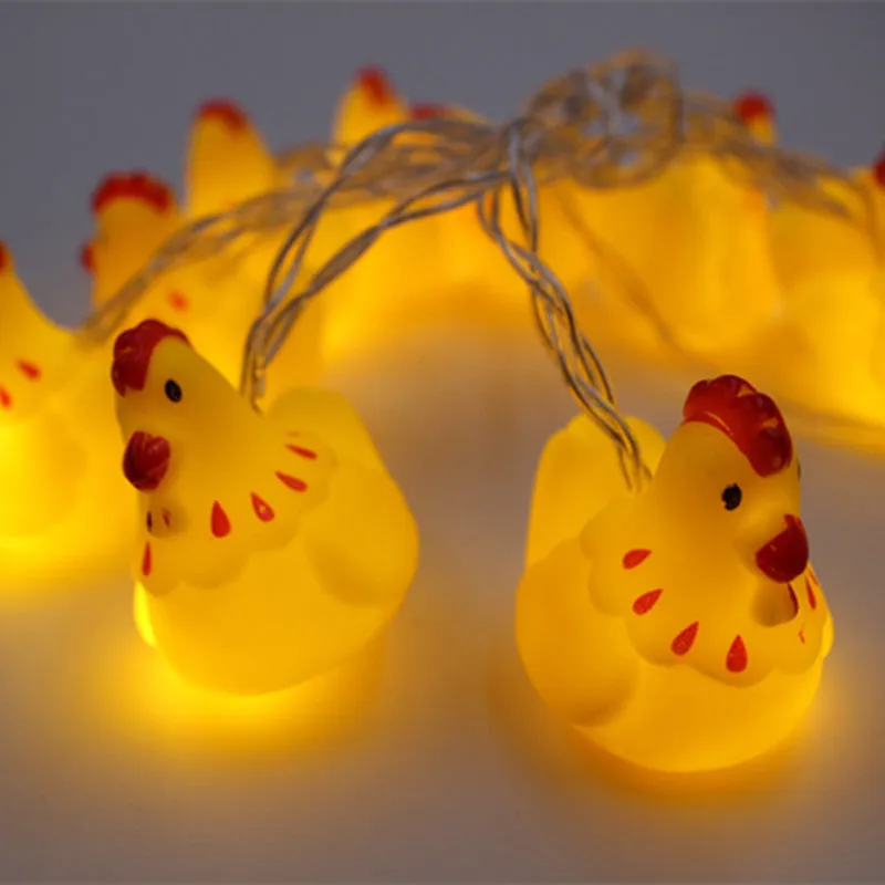 Vinyl animal LED light string 1.8m with 10 battery-operated animal pendant lights on a white background