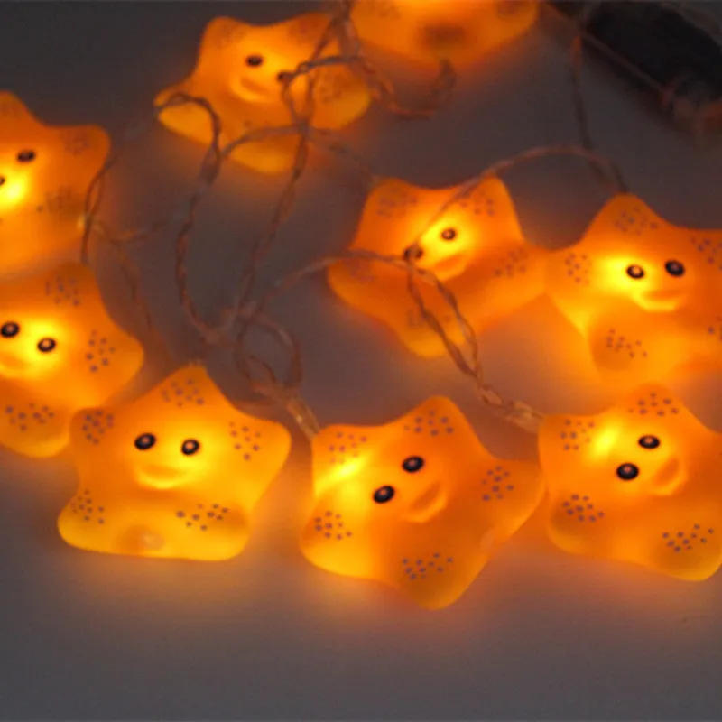 Vinyl animal LED light string 1.8m with 10 battery-operated animal pendant lights on a white background