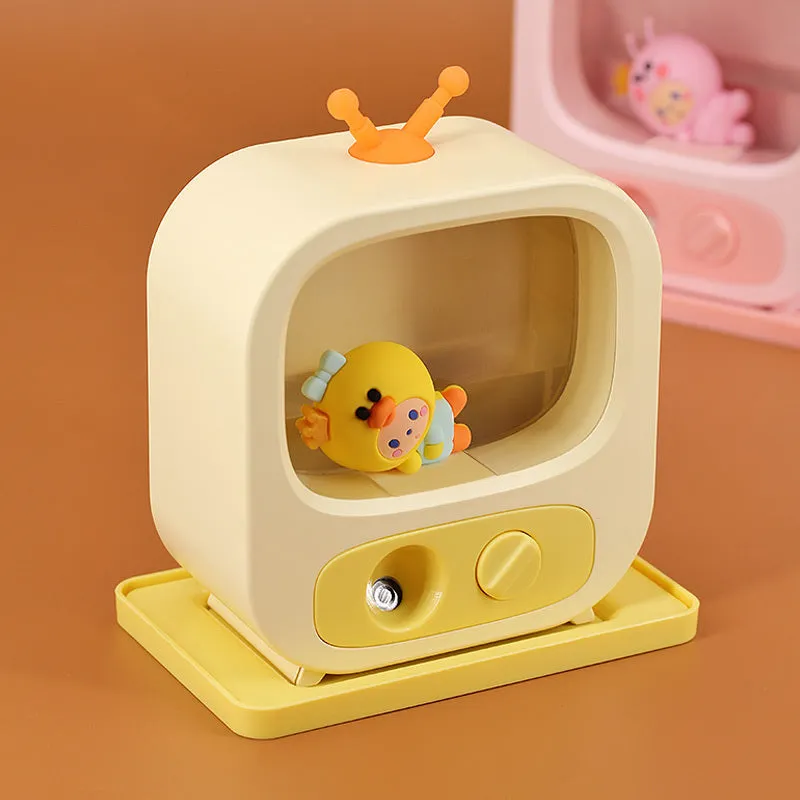 Creative Home Desktop Small TV Shape Humidifier with Atmosphere Lights in pink