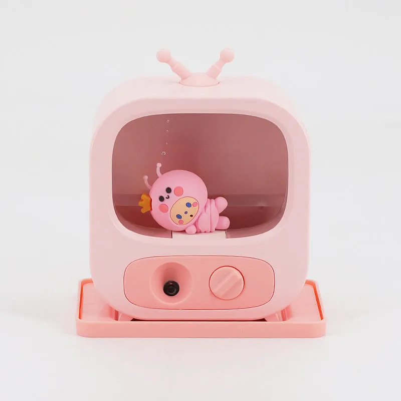 Creative Home Desktop Small TV Shape Humidifier with Atmosphere Lights in pink